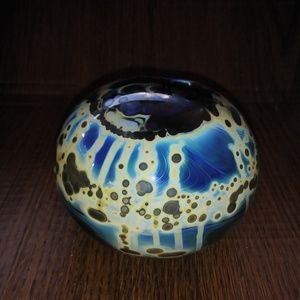 Signed Glass Paperweight / Vase single flower